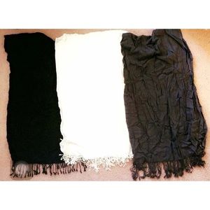 Black, white, charcoal scarves
